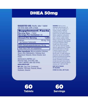 DHEA 50mg Tablets - 60 Count | Natrol | Boost Energy & Vitality - Buy Online on GoSupps.com