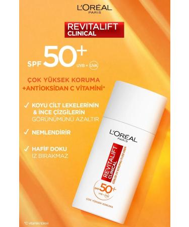 L'Oreal Paris Revitalift Clinical Spf 50+ Daily High UV Protection Face Sun Cream 50 Ml - Buy Online on GoSupps.com