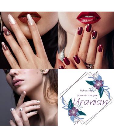 Uranian Coffin Press on Nails - Long Black Ombre Glossy False French Tip Nails for Halloween - 24pcs Red-Ombre Acrylic Nails - Buy Online on GoSupps.com