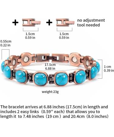 Enercoppex 99.99% Pure Copper Magnetic Bracelet for Arthritis Relief | 3500 Gauss Turquoise Therapy Jewelry for Women - Buy Online on GoSupps.com