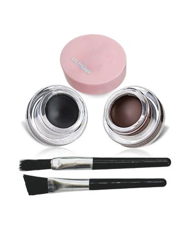 Gel Liner Eyeliner 2 in 1 Waterproof Smudge Proof Black and Brown Gel Eyeliner Set | Eyeliner for Women Girls Last for All Day Long Thaely