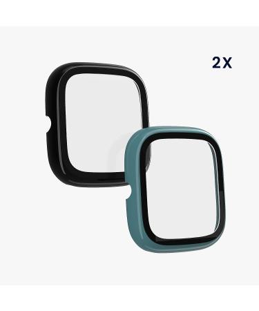 kwmobile Cover for Huami Amazfit GTS 2 Mini - Set of 2 Tempered Glass with Plastic Frame - Green/Black - Buy Online on GoSupps.com