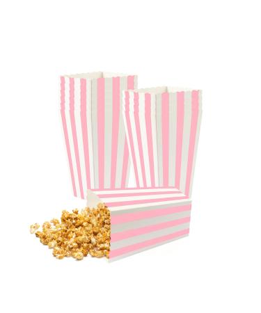ISKYBOB 24 Pack Mini Striped Popcorn Boxes Containers Paper Popcorn Chicken Bags for Carnival Party Movie (Pink)