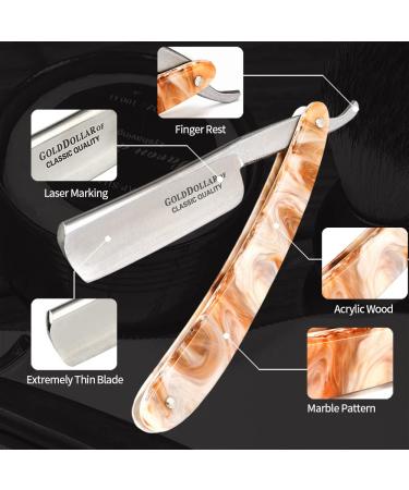 Gold Dollar Straight Razor Shaving Kit - Retro Acrylic Handle for Men & Barbers - Ready to Use No Stabilizer Required - Buy Online on GoSupps.com