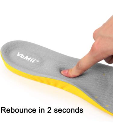 VoMii Memory Foam Insoles | Arch Support for Plantar Fasciitis | Shock Absorbing Shoe Inserts for Men, Women, Kids | Comfortable & Breathable | Relieve Foot Pain - Gray, Size L - Buy Online on GoSupps.com