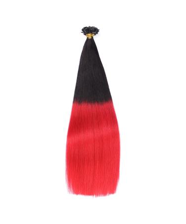 Keratin Bonding Hair Extensions - #1B/Red Ombre 60cm 200 Strands 100% Remy Real Hair - High Quality U-Tip Extensions by Novon - Buy Online on GoSupps.com