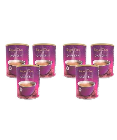 Royal Chai Ginger Sucr Pot de 400 g (lot de 6) Th instantan premium Th au gingembre Naturel Th indien instantan au gingembre