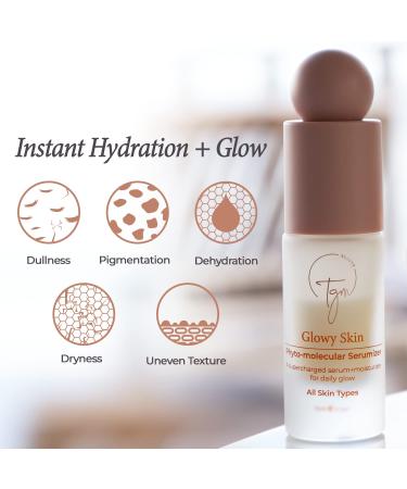 Glowy Skin Serumizer - Ecocert Organic Phyto Serum for Healthy Glowing Skin | Reduces Dark Spots & Uneven Skin | 100% Plant-Based Face Serum + Moisturizer - 30ml - Buy Online on GoSupps.com