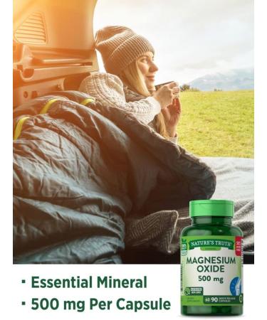 Nature's Truth Magnesium Oxide 500mg Capsules - 90 Count | Non-GMO Gluten Free Supplement - Buy Online on GoSupps.com