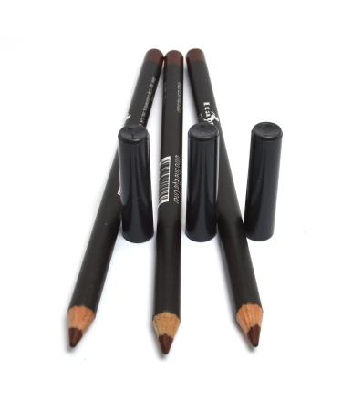 3 Pcs x Italia 1025 EXPRESSO BROWN Ultra Fine Eye liner Pencil Lip Eyeliner Set + Free ZipBag