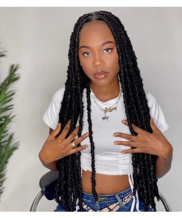 Long Butterfly Locs Crochet Hair 24 Inch 8 Packs Light Weight & Soft Distressed New Faux Locs Pre-looped 1B(Natural Black) 24 Inch (Pack of 8) 1B(Natural Black) - Buy Online on GoSupps.com