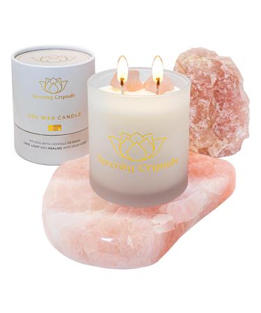 Serenity Crystals Candle Infused with Crystals (Rose Quartz/Tropical Blush) Rose Quartz / Tropical Blush