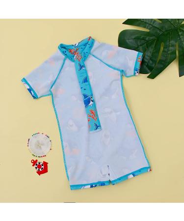 PythJooh Baby Boy Swimsuit Zipper Rash Guard One Piece Beach Swimwear Shark Print Shorts 0-5Years - Swimming Shark - Buy Online on GoSupps.com