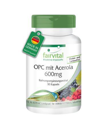 Fairvital | OPC 600mg avec Acerola - VEGAN - Fortement dos - 90 g lules - extrait de p pins de raisin