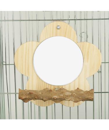 Wooden Bird Mirror with Perch - Parakeet, Parrot, Cockatiel, Conure, Lovebirds, Canary Mirror Toy with Stand for Bird Cage - Buy Online on GoSupps.com