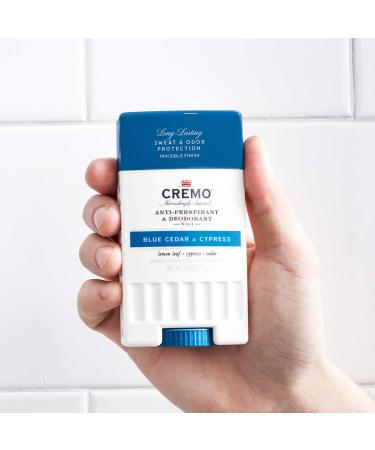 Cremo Blue Cedar & Cypress Anti-Perspirant & Deodorant 2.65 oz - Long-Lasting Protection - Buy Online on GoSupps.com