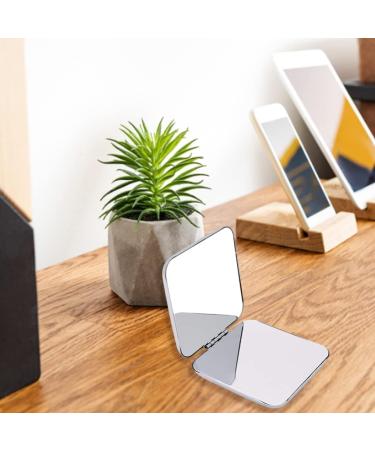 Folding Makeup Mirror Portable Stainless Steel Cosmetic Mirror Double Sided Pocket Mirror Square Beauty Tools - Buy Online on GoSupps.com