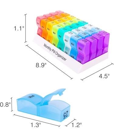 30 Day Monthly Pill Organizer 2 Times a Day for Travel - AM PM Medications & Supplements Holder - 31 Day Pill Medicine Container - Pack of 1 - Buy Online on GoSupps.com