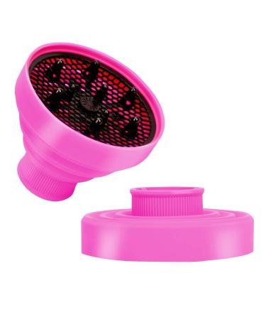 Universal Collapsible Hair Dryer Diffuser Attachment- Salon Grade Tool Lightweight Foldable Portable Travel Folding Design Fit Most of Blow Dryers-PinkPink