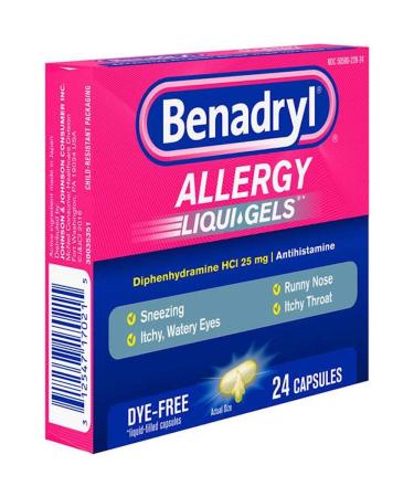 Benadryl Allergy Dye Free Liquid Gels Pack of 24