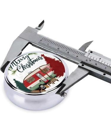 Farmhouse Christmas Round Pill Box | 3 Compartment Mini Travel Organizer for Vitamins & Medications - Buy Online on GoSupps.com