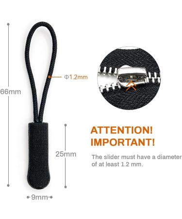 30 Non-Slip Zipper Pendants - Nylon Zipper Extensions for Clothing Backpacks & Luggage - Buy Online on GoSupps.com