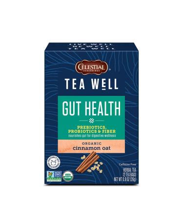 Celestial Seasonings Gut Health Organic Cinnamon Oat Caffeine Free 12 Tea Bags 0.08 oz (2.3 g) Each