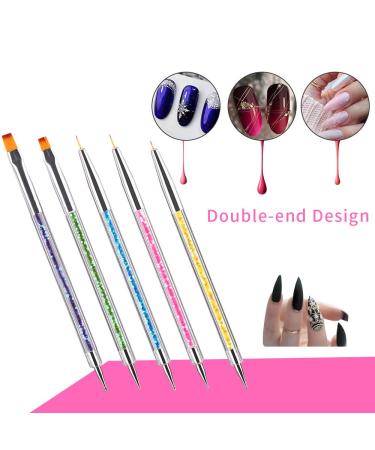 5pcs Double Ended Nail Art Brushes - Point Drill Drawing Painting Tools for Manicure Design - Colorful Nail Dotting Tools & Liners - Buy Online on GoSupps.com