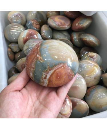 Gemstones for Decoration 1pcs Natural Ocean Stone Polychrome Jasper Round Palm Stone for Crystal JZIGTDEM - Buy Online on GoSupps.com