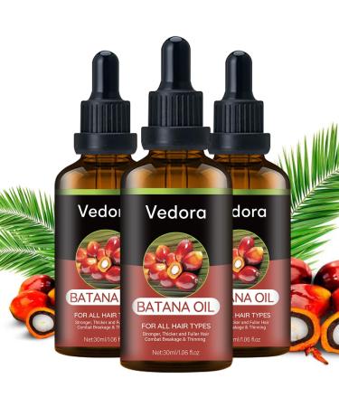 (3Pc) Vedora 100% Pure Batana Oil Organic Batana Oil for Hair Growth Split Ends Dry Damaged Hair 30ml/pc