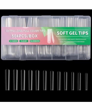 AJTUTUS 504x/Set Soft Gels Tips Press On Extra Long Full Cover Tips Clear Tips Ballerinas False s for Salons - Buy Online on GoSupps.com