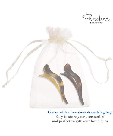 Parcelona French Brill Beak Celluloid Hair Claw Clips - Tortoise Shell/Brown (Set of 2) - Buy Online on GoSupps.com