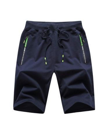 MONISE Men's Summer Thin Home Comfortable Leisure Sports Breathable Short Pants Dark Blue 3X-Large