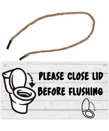 Wooden Bathroom Wall Art: Please Close Lid Before Flushing Sign - Buy Online on GoSupps.com