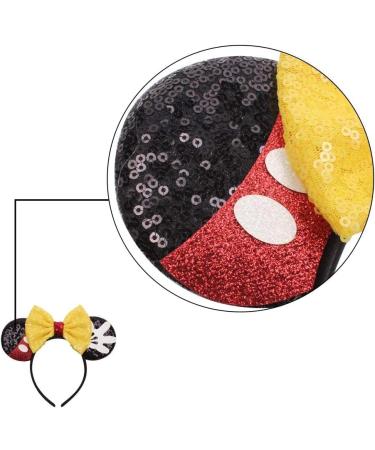 Mouse Ears Bow Headbands Shiny Bows Glitter Party Decoration Cosplay Costume for Kids Girls Women Princess Party Decorations Cosplay (Black+Yellow) 2 - Buy Online on GoSupps.com