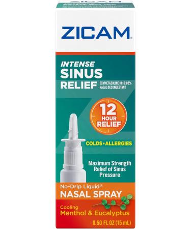 Zicam Intense Sinus Relief No-Drip Nasal Spray with Menthol & Eucalyptus - 0.5 oz - Buy Online on GoSupps.com