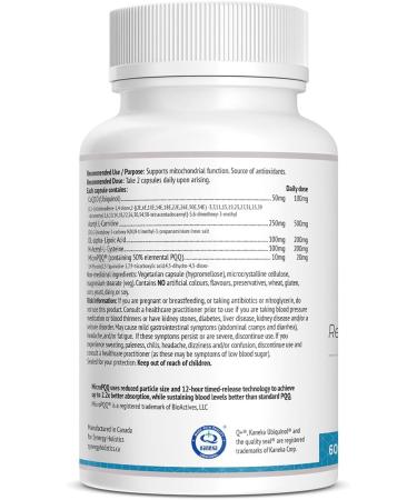 Synergy Holistics | Cell-Fuel Synergy - Mitochondrial Formula - Enhance Energy Cognitive Function and Cardiovascular Health - CoQ10 (Ubiquinol) Acetyl L-Carnitine Alpha Lipoic Acid NAC and MicroPQQ - 60 Veg Caps - Buy Online on GoSupps.com