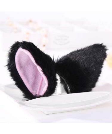 YOXIER 1Pair Fox Cat Ear Furry Girls Hair Clip Hairpin Cosplay Costume Photo Dark Blue Black - Buy Online on GoSupps.com