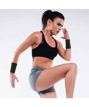 ONUPGO 4 Inch Wrist Sweatband - Elastic Athletic Wristbands for Gymnastics, Basketball, Tennis, Football - 1 Pair, Black - Buy Online on GoSupps.com