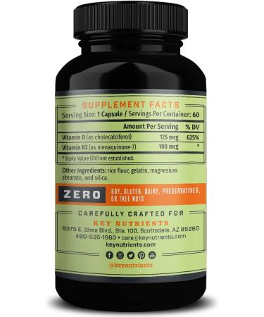 Key Nutrients Vitamin D3 K2 5000IU - Non-GMO Gluten-Free Formula for Healthy Muscle, Bone, Heart, and Immune Support - Energy and Mood Enhancer - Fast Absorption - Buy Online on GoSupps.com