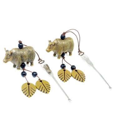 Qtqgoitem Cattle Hanging Ornament Steel Earpick Earwax Removal Cleaner Tool 2 Pcs (Model: 3b5 d82 5a9 1b9 0fa)