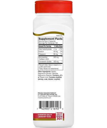 21st Century Glucosamine 250 mg Chondroitin 200 mg Capsules - 200 ct Pack of 3 - Buy Online on GoSupps.com
