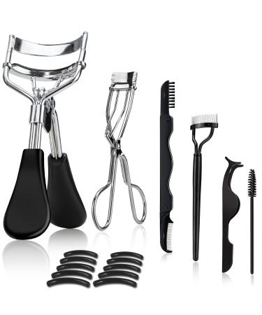 Alljia 6 in 1 Eyelash Curler Kit with 10 Extra Silicone Pads Eyelash Extension Curler Set Birthday Christmas Gifts Makeup Tools Fit All Eye Shape 6 PCS BLACK