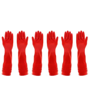 3 Pairs Heavy Duty Rubber Gloves with Extra Long Cuffs Durable Kitchen Gloves with Non-slip Grip Car Washing Gloves Suitable for Dish washing Household Cleaning Gardening Size M 3 M