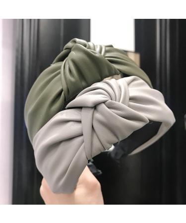 PU Leather Headbands with Knots Hair Band for Women Wide Women's Headband Hair Band Hair Band Hair Accessories for Women Girls Green - Buy Online on GoSupps.com