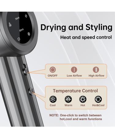 High-Speed Hair Dryer - 110K RPM Negative Ionic 1600W Blow Dryer with LED Display 3 Temps 2 Speeds Low Noise Magnetic Nozzle - International Shipping Available - Buy Online on GoSupps.com