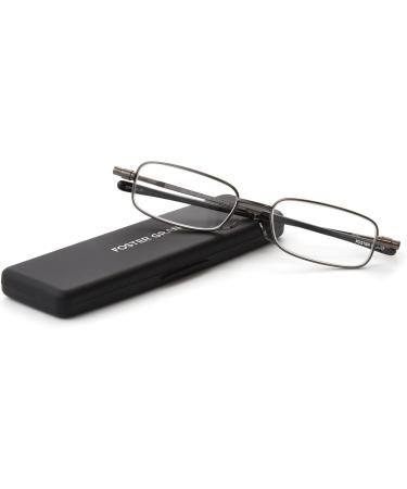 Foster Grant Gavin Fold Flat Reading Glasses - Gunmetal/Transparent - 48mm - Stylish & Portable Eyewear for International Shipping - Buy Online on GoSupps.com