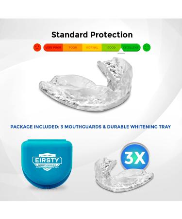 EIRSTY Moldable Mouth Guards - Pack of 3 for Teeth Grinding, Bruxism, Clenching, Sports - One Size Fits All - Whitening Tray Included - Buy Online on GoSupps.com