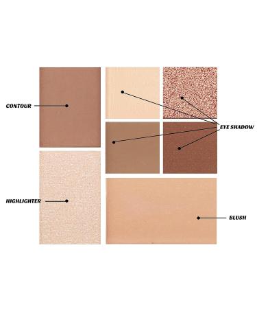 Boobeen Face Contour Highlighter Palette - Matte and Glitter Shades for Highlighting, Bronzing, Blushing, and Eyeshadow - Blendable Formula - Shade 01 - Buy Online on GoSupps.com