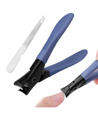 Nail Clippers for Thick Nails Toenail Clippers for Thick Nails Wide Jaw Nail Clippers with Metal Nail File Heavy Duty Toe Nail Clippers for Men and Women (Blue)